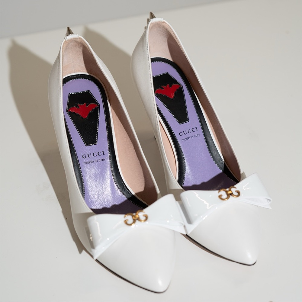 Gucci White Women's Heels with Bow Accent